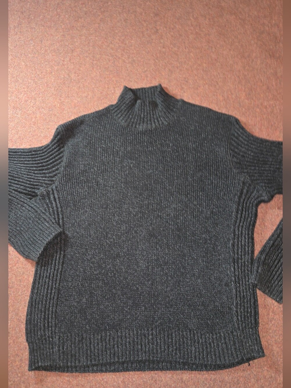 Jeff Banks Dark Grey Mock-neck Sweater Knit Size Large